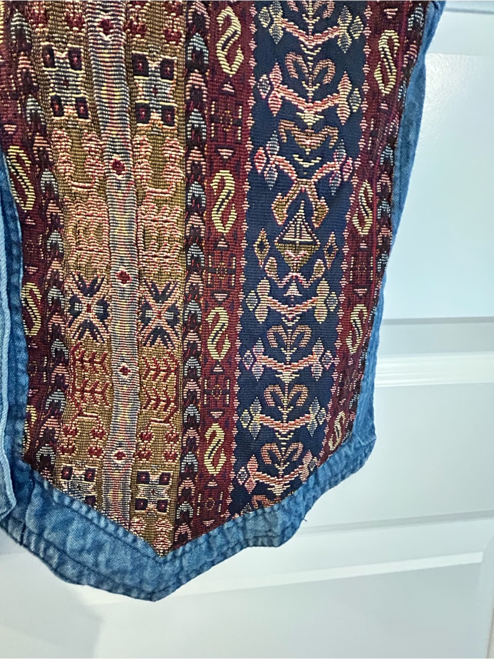 Vintage 90s Tapestry Denim Vest Blue Multi Size S - Picture 7 of 10